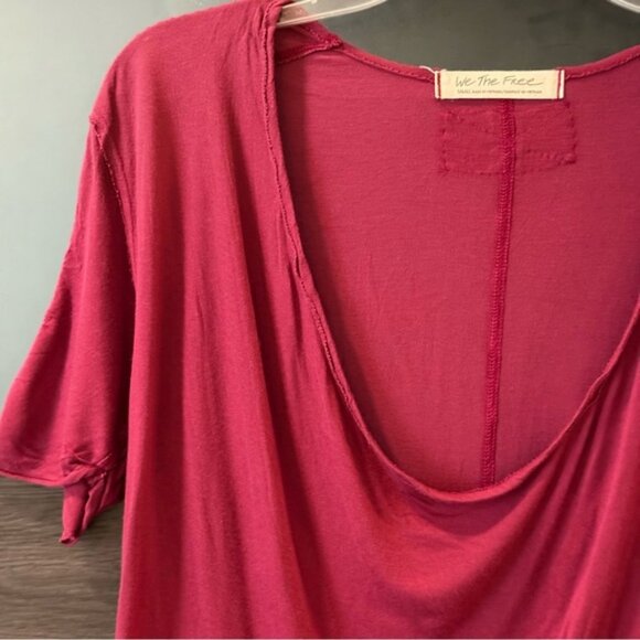 Free People We The Free Distressed Deep Rounded Neck Top Small - Picture 2 of 7